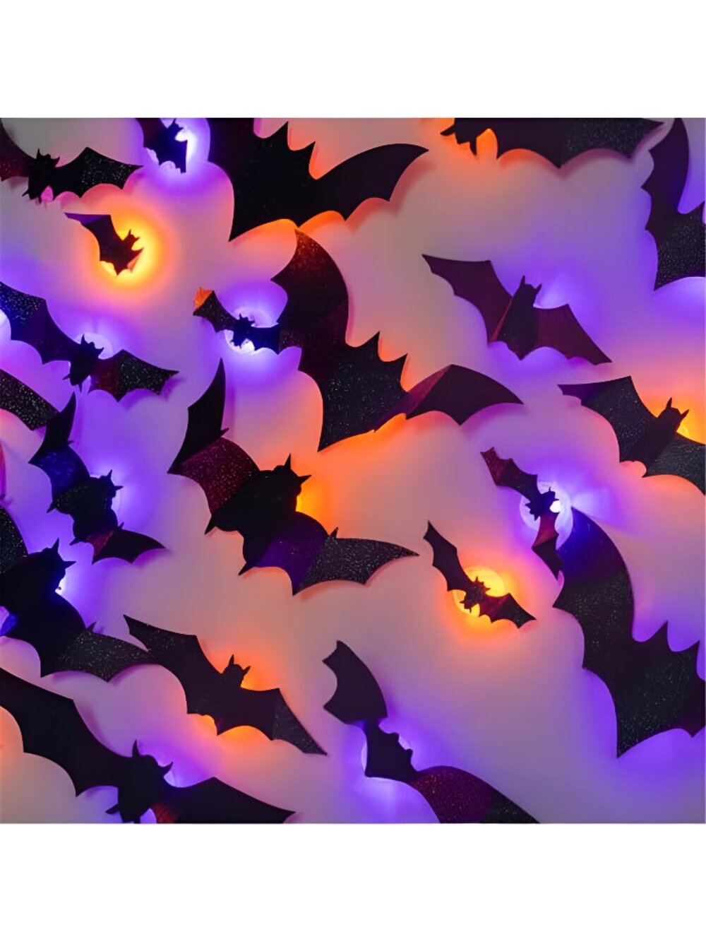 40 PCS Halloween Bats Wall Stickers Decor, Removable PVC Lighted 3D